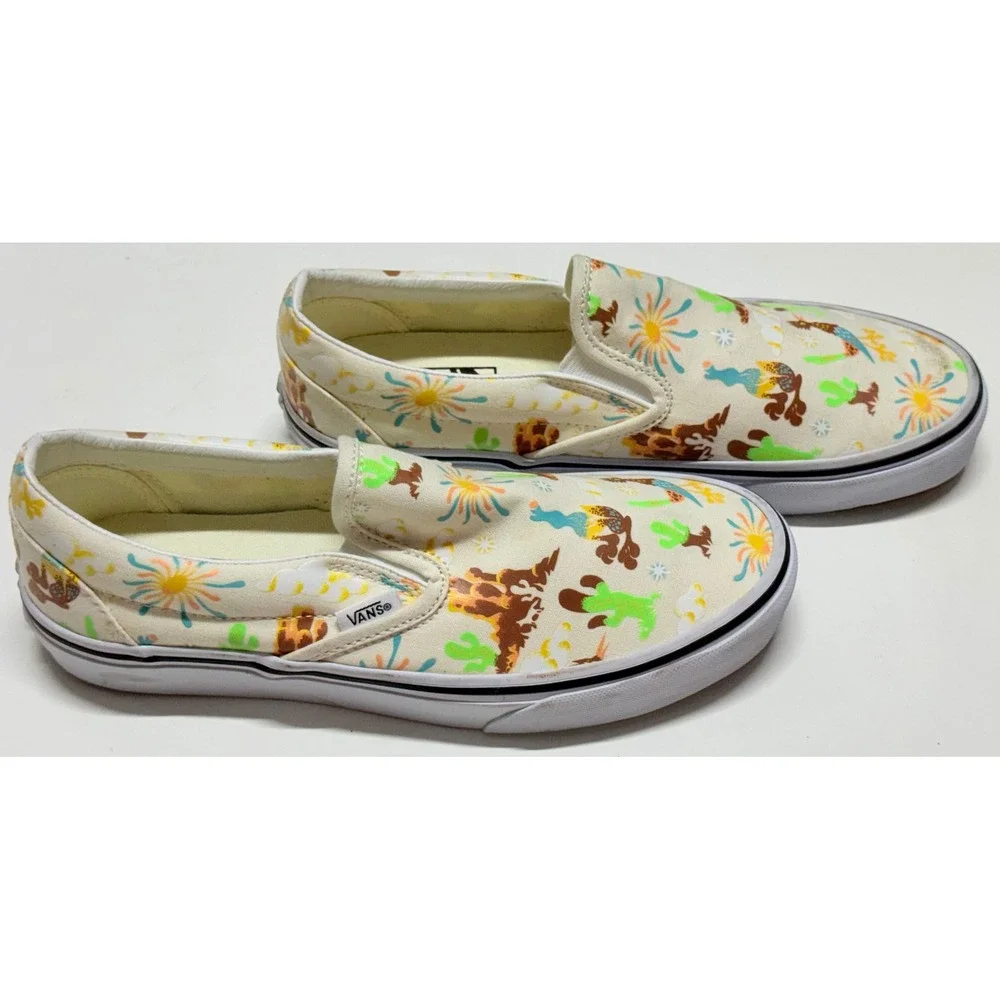 Vans Classic Slip-On Desert Roadrunner Cactus Cream Canvas Sneakers Womens 8